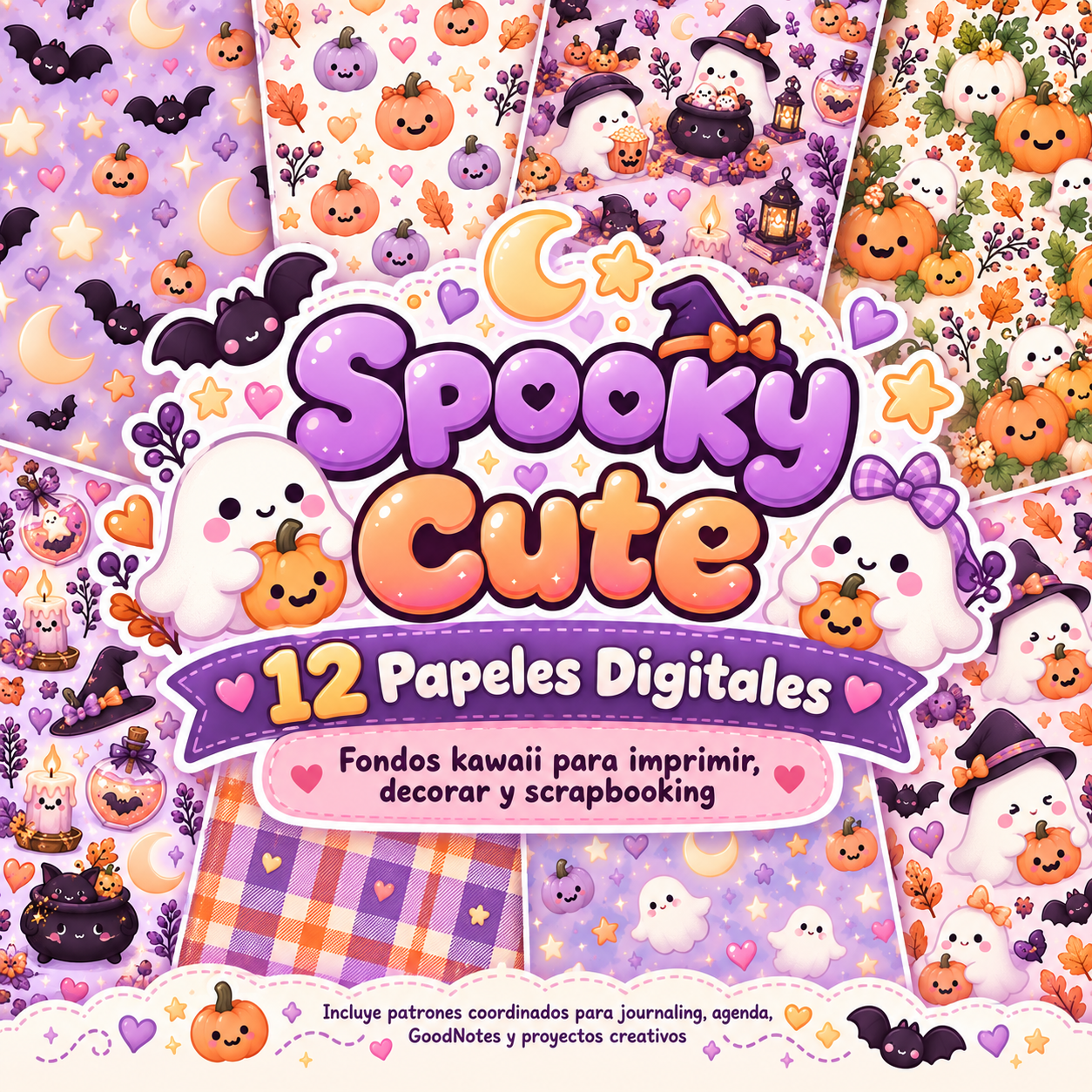 Spooky Cute Halloween Digital Papers 💜🎃👻