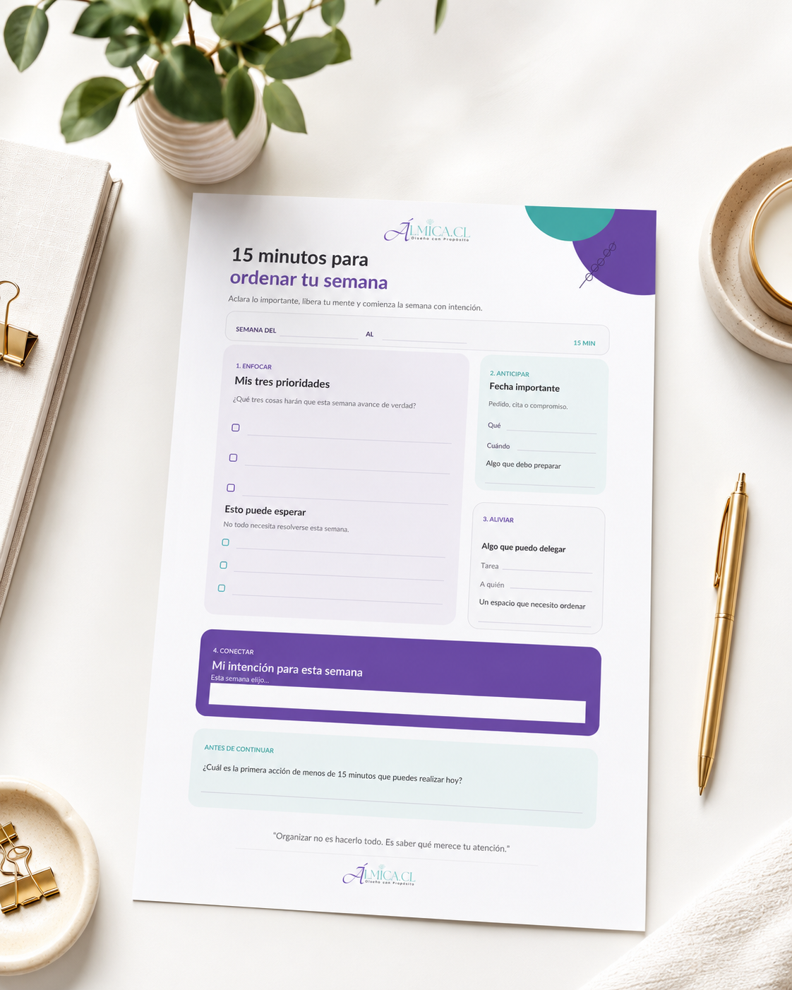 Checklist ALMICA: 15 minutos para ordenar tu semana